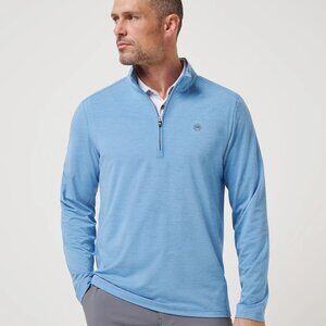 NWT Travis Mathew HEATER PRO QUARTER ZIP golf pullover LT BLUE MED travismathew